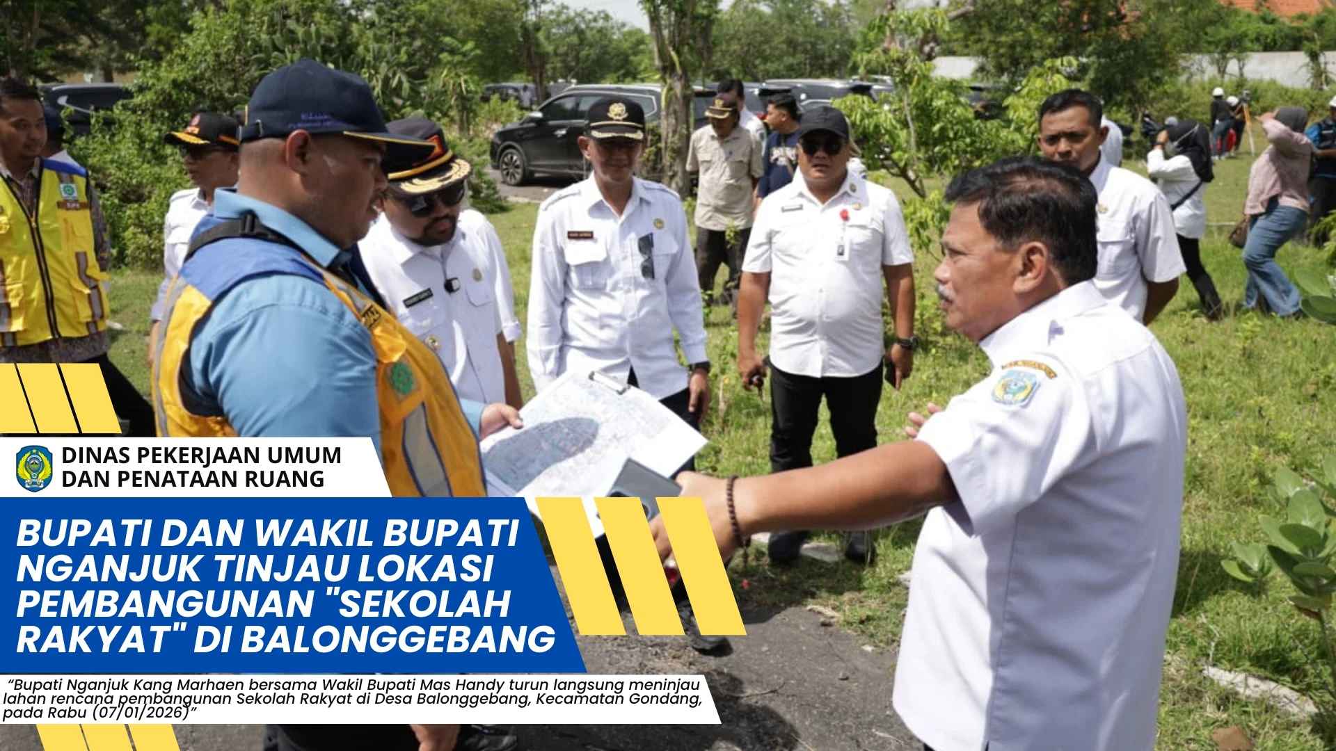 Bupati dan Wakil Bupati Nganjuk Tinjau Lokasi Pembangunan "Sekolah Rakyat" di Balonggebang